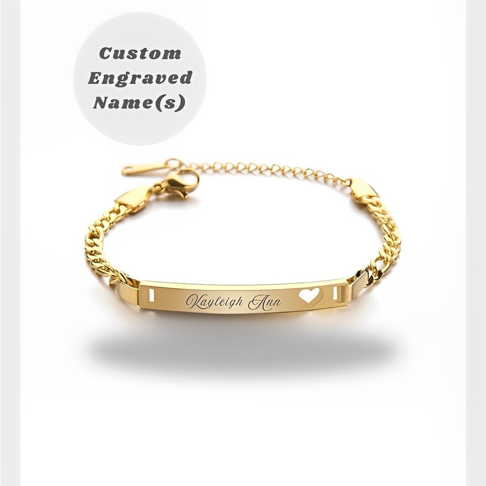 Linx Yellow Gold Cuban Linx Custom Engraved Name Bracelet